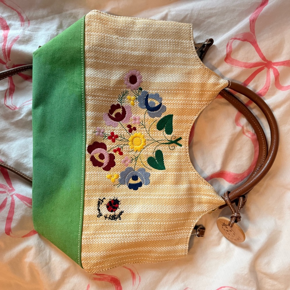 Tommy Hilfiger Tan and Green Floral Tote